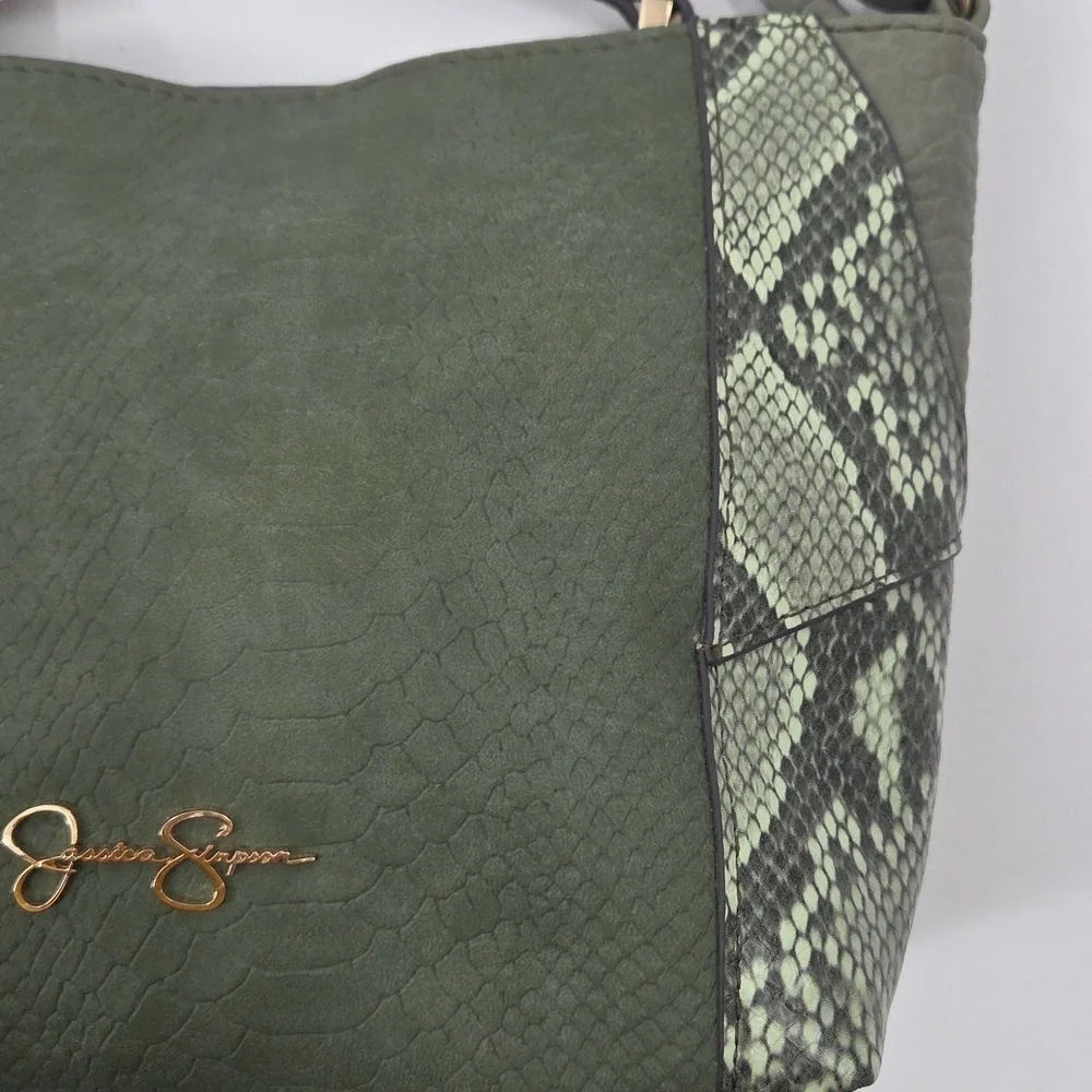 Jessica Simpson Olive Crossbody Bag with Snakeskin Detail NWT
